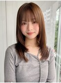 前髪 ワンホンレイヤー ダークパープル レイヤーカット"
