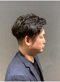 ビジネスフォーマル ツーブロックパーマ 七三オールバック