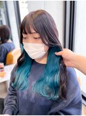 インナーエメラルドグリーン/イメチェンヘアスタイル