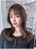 ショコラブラウン/ネビージュ/顔周りカット/韓国へア