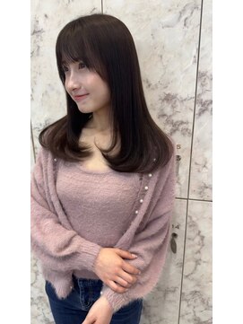 ハローバイシー 仙台(Hello by Sea) 艶髪ブラウン×縮毛矯正[美髪/韓国風/顔周り]仙台