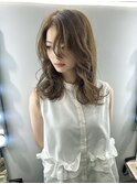 セミロング 顔周りカット レイヤーカット ベージュカラー 20代