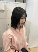 ミディアムヘアイヤリングカラーボブ大人ヘアアレンジミニボブ