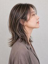 サンタフェ 柳津店(Santa'Fe)&nbsp;白髪ぼかしハイライト/ミディアムウルフ/大人レイヤー