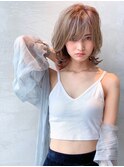 大人かわいい☆小顔前下がりレイヤーボブ×ハイライトグレージュ
