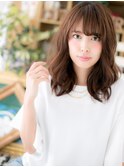 斜めバング小顔くせ毛風ココアブラウンミディc4大宮20代30代40代