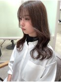 韓国風くびれミディ/ピンクベージュ/顔まわりレイヤー