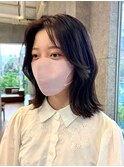韓国風レイヤーカットウルフカット前髪カットブラウンカラー