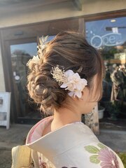 成人式生花ヘアセット