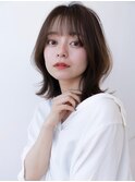 大人かわいい前髪セシルカットココアブラウンフリンジウェーブ