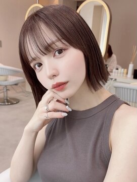 サンド クリア 横浜本店(sand clear) ぱつっとボブ/オリーブベージュ/韓国ボブ/小顔/顔周りカット