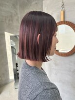 テトヘアー(teto hair) 切りっぱなしボブ、暖色レッド、ブリーチなし