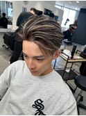 フェザーショートアップバングセンターパートメンズハイライト