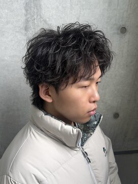 オーシャントーキョー ホワイト 原宿(OCEAN TOKYO WHITE) お客様スタイルショートマッシュウルフ黒髪ルーズパーマ短髪