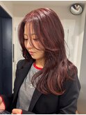 ブリーチなしダブルカラー　ワインレッド