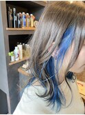 透け感サファイアベージュとインナーカラーマリンブルー