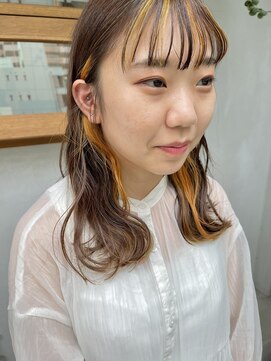 エニフ(ENIF) ☆ インナーカラー 前髪インナー オレンジカラー ☆