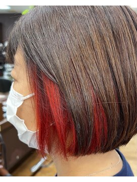 びゃんびゃん 江端店 インナーカラー/イヤリングカラー/レッド/透明感