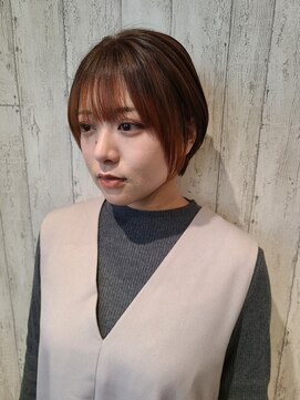ヘアサロン フラット(hair salon flat) ショートシースルーマッシュ大人かわいいブラウン