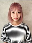 【Manae】ホワイトピンク×切りっぱなしボブ