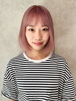 ハイプ(HYPE)&nbsp;【Manae】ホワイトピンク×切りっぱなしボブ