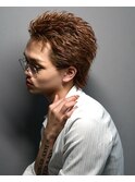 スパイキーショート　スクエアショート　ブリーチカラー　レッド