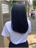 ネイビーブルー　ダブルカラー　艶髪　美髪　寒色系カラー