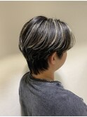 センターパート／ホワイトメッシュ
