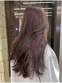 ブリーチなしダブルカラー ボルドー ラベンダー ロングレイヤー