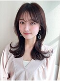 シャギーレイヤー韓国ワンホンヘアシースルーぱっつん前髪