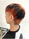 マレットヘアメンズブリーチデザインカラースパイキーショート