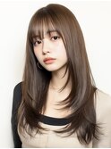 マロンベージュ/Aラインボブ/かきあげ/インナーカラー[新宿駅]