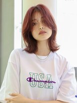 エムスラッシュ 本牧(M.SLASH)&nbsp;ワインレッド/うざバング/ウルフ/外ハネ/ミディアム/本牧