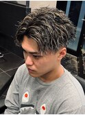 991金髪ハイライトメッシュツイストスパイラルアップバング