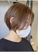 大人ショートボブショートインナーカラー丸みショートカット