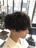 メンズパーマツイスパ波巻きスパイラルマッシュセンターパート