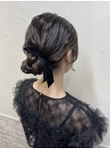 コンパクトシニヨン 結婚式ヘアセット エジリ