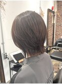 シースルバングマッシュショートレイヤーカットふんわりミディ