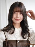 小顔前髪ワンカールレイヤーカット黒髪ネビージュボブウルフ
