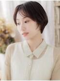 ナチュラル暗髪ヌーディー前髪なしショートa北浦和20代30代40代