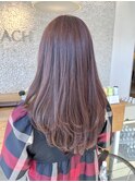 ボルドーバーガンディ×ロングレイヤーカット