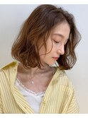 エアリーミディ ショートパーマ黒髪  ホワイトアッシュ