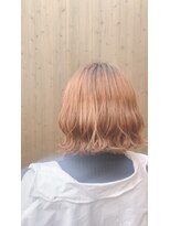 ジョイヘアー 大在店(JOIE hair) ハイトーンオレンジベージュウェーブ巻きボブ◎