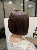 切りっぱなしボブ×ピンクブラウン 野方理恵子