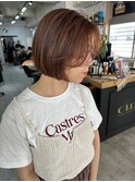 秋カラー/ミニボブ/小顔ボブ/切りっぱなしボブ/内巻きボブ