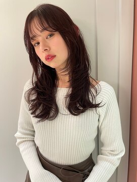 ウクク(UCUCU) ワインレッドカラーのレイヤーロング