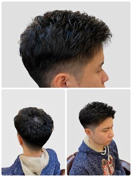 銀座マツナガ 浅草店 ツーブロ×ナチュラルアイロンパーマアップバングスタイル