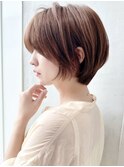 say.ショートボブひし形ショートダークレッドコーラルオレンジ