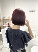 《SAYAKA》暖色チェリーレッド×ミニボブ