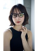 ★毛先パーマ、ボブ、黒髪、ナチュラルボブ【赤井】